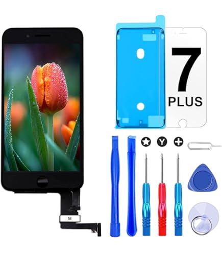 Amazon.com: 適用於iPhone 7 Plus (5.5 吋黑色)Retina HD LCD 玻璃數位